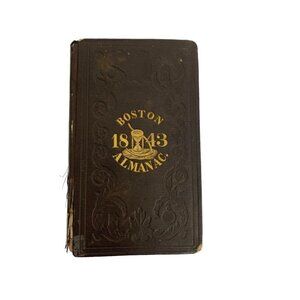 Antique 1843 B. Bradley Binder Boston Pocket Almanac 5.5" x 3.25"